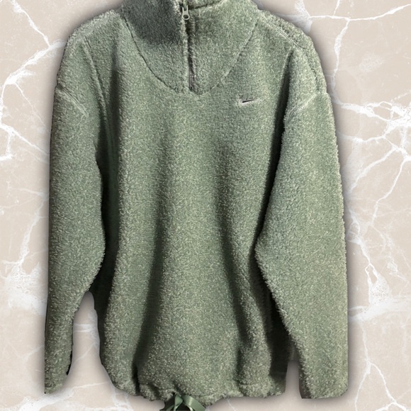 Nike Jackets & Blazers - Nike Green Zip Up Sweater with Fuzzy Texture